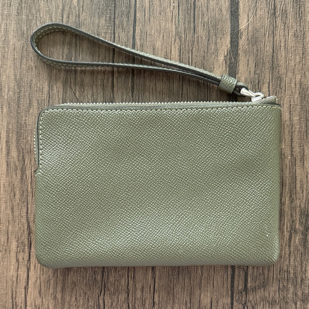 Coach Sage Green Leather Wristlet - Picture 2 of 3